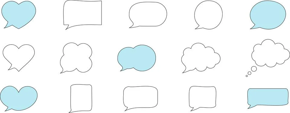 Line frame text speech bubble set. Line balloon design talk speech bubble frame. Stock Illustration