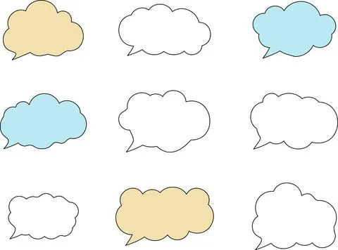 Line frame text speech bubble set. Line balloon design talk speech bubble frame. Stock Illustration
