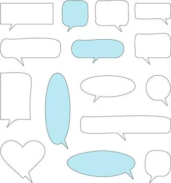 Line frame text speech bubble set. Line balloon design talk speech bubble frame. Stock Illustration