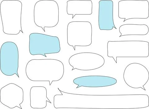 Line frame text speech bubble set. Line balloon design talk speech bubble frame. Stock Illustration