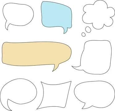 Line frame text speech bubble set. Line balloon design talk speech bubble frame. Stock Illustration