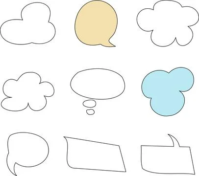 Line frame text speech bubble set. Line balloon design talk speech bubble frame. Stock Illustration