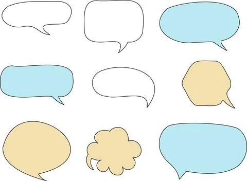 Line frame text speech bubble set. Line balloon design talk speech bubble frame. Stock Illustration