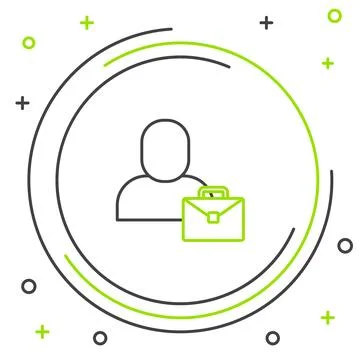 Line Freelancer icon isolated on white background. Freelancer man working o.. Illustrazione stock