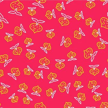 Line Fresh beet with leaf icon isolated seamless pattern on red background Illustrazione stock