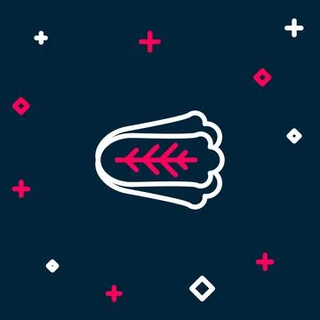 Line Fresh cabbage vegetable icon isolated on blue background. Colorful outline Ilustración de archivo
