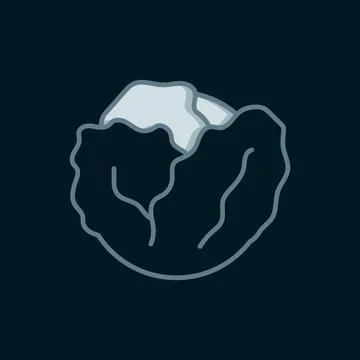 Line Fresh cabbage vegetable icon isolated on black background. Flat filled.. Ilustración de archivo