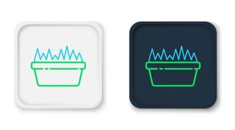 Line Fresh grass in a rectangular icon isolated on white background. Home decor Stock Illustration