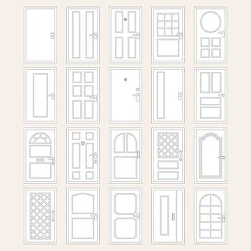 Line front door set Stock Illustration