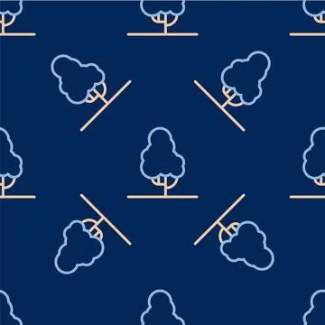 Line Fruit tree icon isolated seamless pattern on blue background. Agricultural 스톡 일러스트