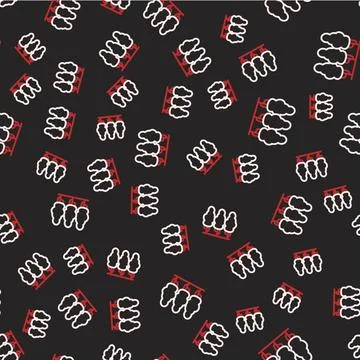 Line Fruit trees icon isolated seamless pattern on black background 스톡 일러스트