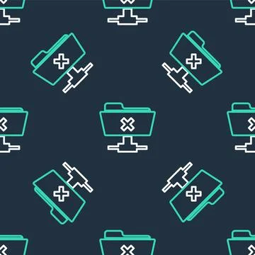 Line FTP cancel operation icon isolated seamless pattern on black background Illustrazione stock