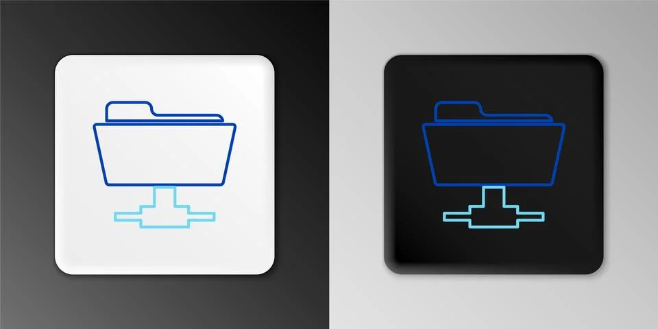 Line FTP folder icon isolated on grey background. Software update, transfer Illustrazione stock