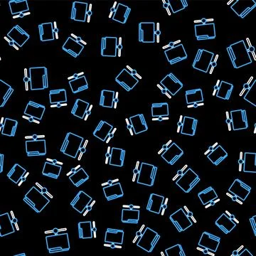 Line FTP folder icon isolated seamless pattern on black background. Software Stock Illustration