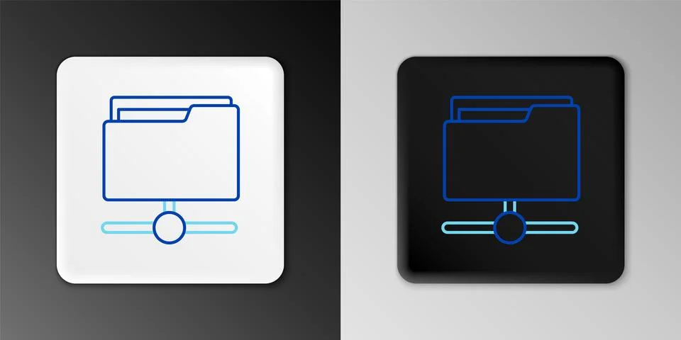 Line FTP folder icon isolated on grey background. Software update, transfer.. 스톡 일러스트