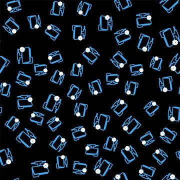 Line FTP settings folder icon isolated seamless pattern on black background Illustrazione stock