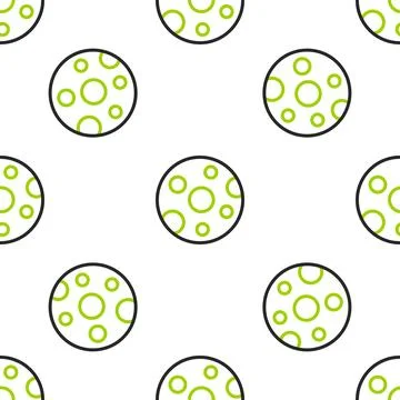 Line Full moon icon isolated seamless pattern on white background. Cloudy n.. Stock Illustration