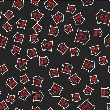Line Full warehouse icon isolated seamless pattern on black background. Vector 스톡 일러스트