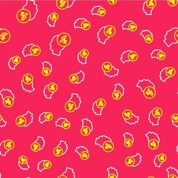 Line Function mathematical symbol icon isolated seamless pattern on red Stock Illustration