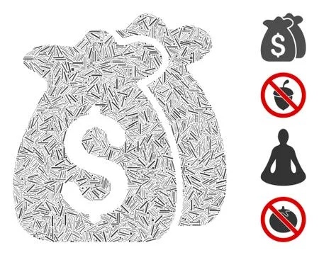 Line Funds Icon Vector Collage Stock Illustration