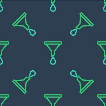 Line Funnel or filter icon isolated seamless pattern on blue background. Vector Stock Illustration