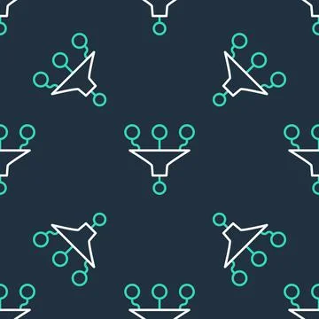 Line Funnel or filter icon isolated seamless pattern on black background. Vector Illustrazione stock