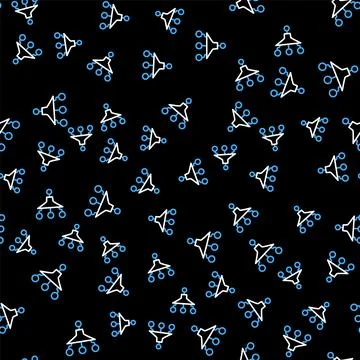 Line Funnel or filter icon isolated seamless pattern on black background. Vector Stock Illustration