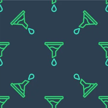 Line Funnel or filter icon isolated seamless pattern on blue background. Vector Stock Illustration