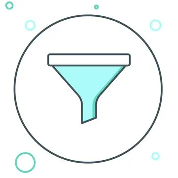 Line Funnel or filter icon isolated on white background. Colorful outline c.. Stock Illustration