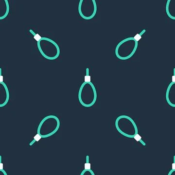 Line Gallows rope loop hanging icon isolated seamless pattern on black Illustrazione stock