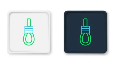 Line Gallows rope loop hanging icon isolated on white background. Rope tied into Stock Illustration