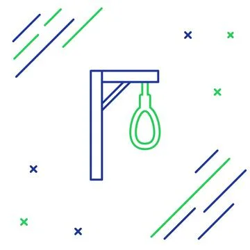 Line Gallows rope loop hanging icon isolated on white background. Rope tied into Stock Illustration