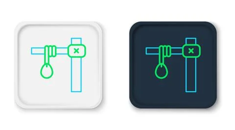 Line Gallows rope loop hanging icon isolated on white background. Rope tied into 스톡 일러스트