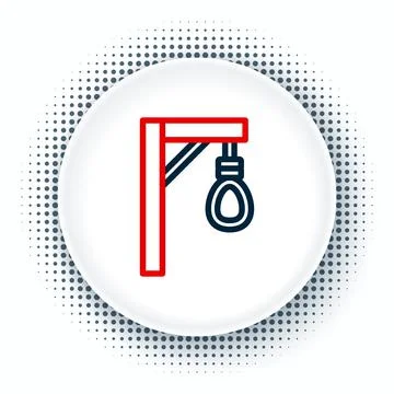 Line Gallows rope loop hanging icon isolated on white background. Rope tied into Stock Illustration