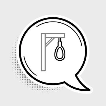 Line Gallows rope loop hanging icon isolated on grey background. Rope tied into Illustrazione stock
