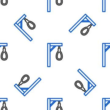 Line Gallows rope loop hanging icon isolated seamless pattern on white Stock Illustration