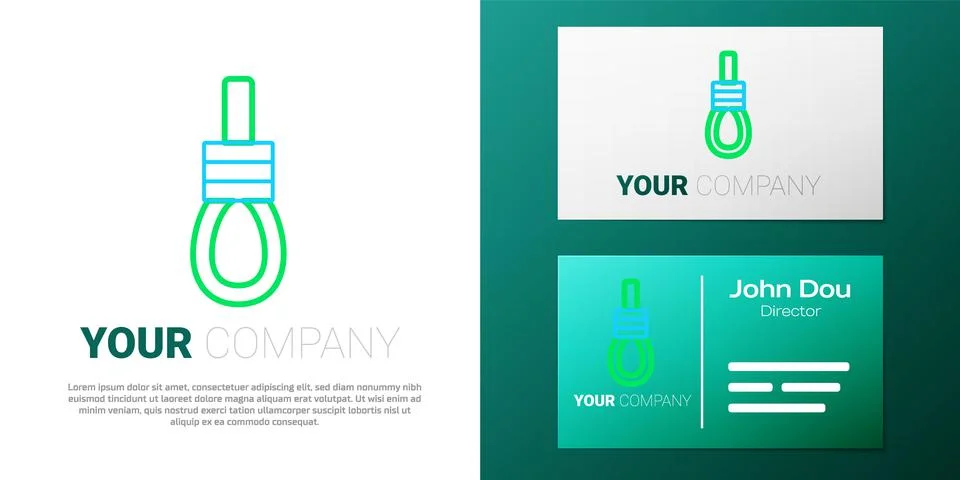 Line Gallows rope loop hanging icon isolated on white background. Rope tied into Stock Illustration
