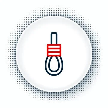 Line Gallows rope loop hanging icon isolated on white background. Rope tied i Stock Illustration