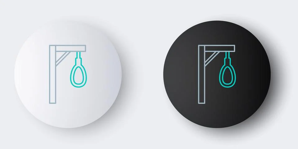 Line Gallows rope loop hanging icon isolated on grey background. Rope tied .. Stock Illustration