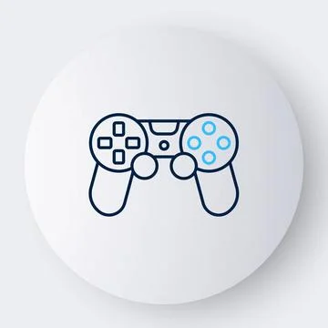 Line Game controller or joystick for game console icon isolated on white Stock Illustration