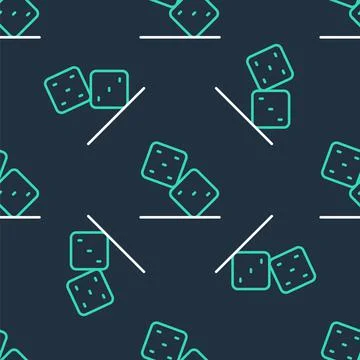 Line Game dice icon isolated seamless pattern on black background. Casino Stock Illustration