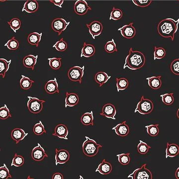 Line Game dice icon isolated seamless pattern on black background. Casino Stock Illustration