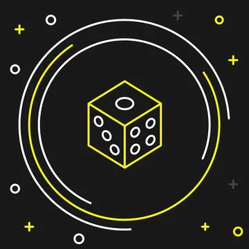 Line Game dice icon isolated on black background. Casino gambling. Colorful o Illustration