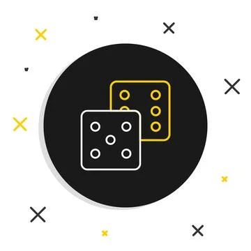 Line Game dice icon isolated on white background. Casino gambling. Colorful.. Illustration