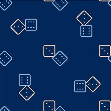 Line Game dice icon isolated seamless pattern on blue background. Casino ga.. Illustrazione stock