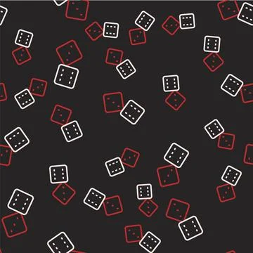 Line Game dice icon isolated seamless pattern on black background. Casino g.. Illustrazione stock