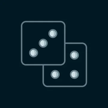 Line Game dice icon isolated on black background. Casino gambling. Flat fil.. Stock Illustration
