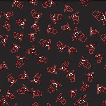 Line Game thimbles icon isolated seamless pattern on black background. Ball and Stock Illustration