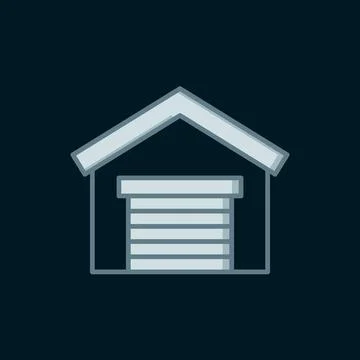 Line Garage icon isolated on black background. Flat filled outline style wi.. Stock Illustration