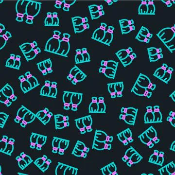 Line Garbage bag icon isolated seamless pattern on black background. Vector Illustrazione stock